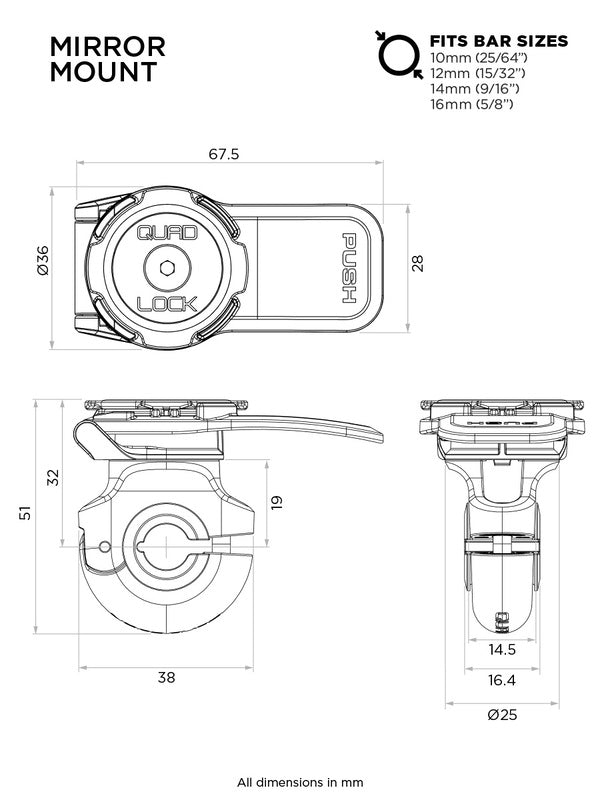 QUAD LOCK Spiegel Smartphone Halterung
